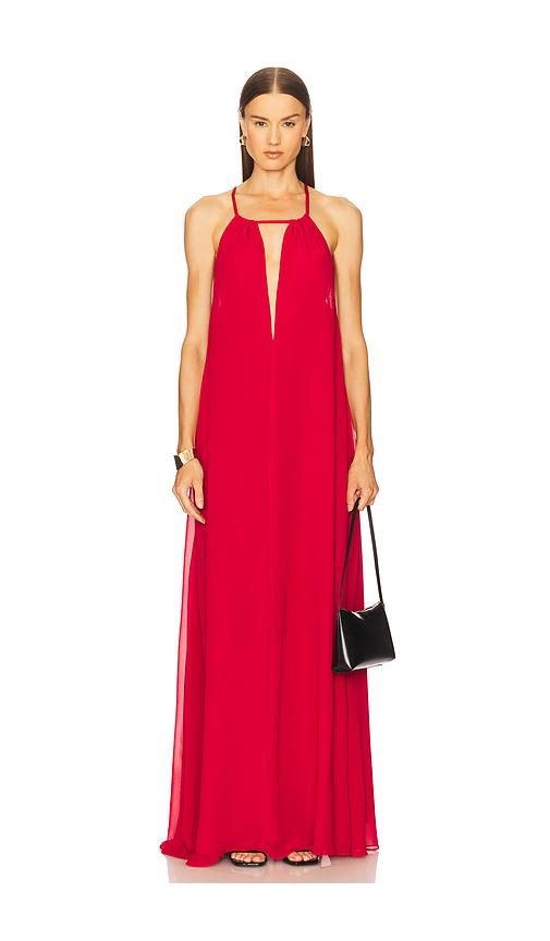 michael costello x revolve syrie gown in red.