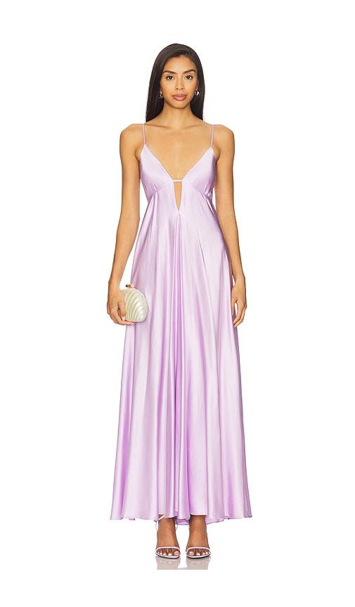 michael costello x revolve willow gown in lavender.
