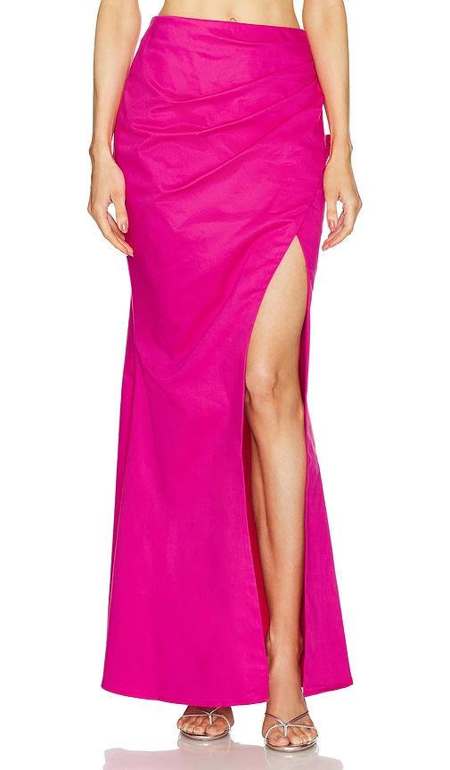 michael costello x revolve zosia maxi skirt in pink.