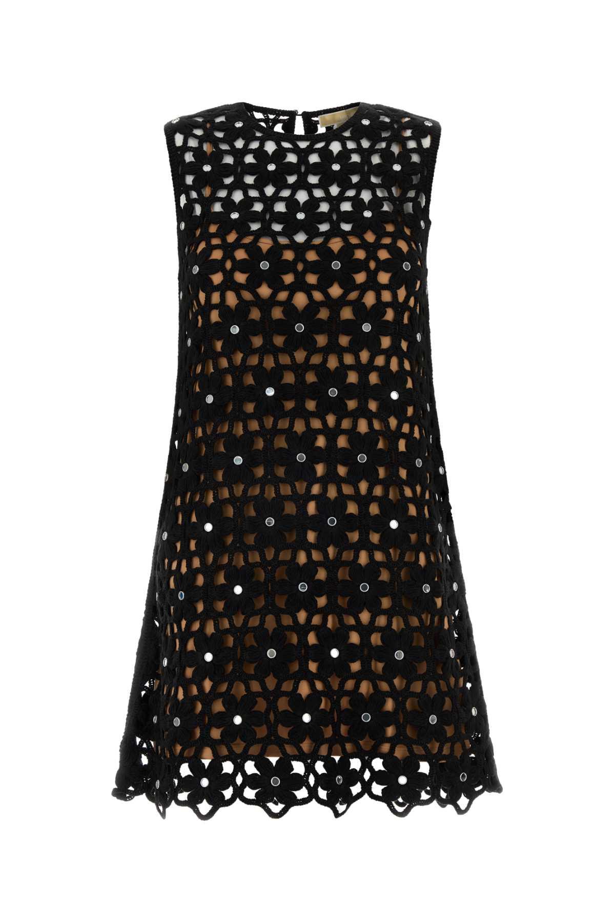 michael kors black crochet mini dress