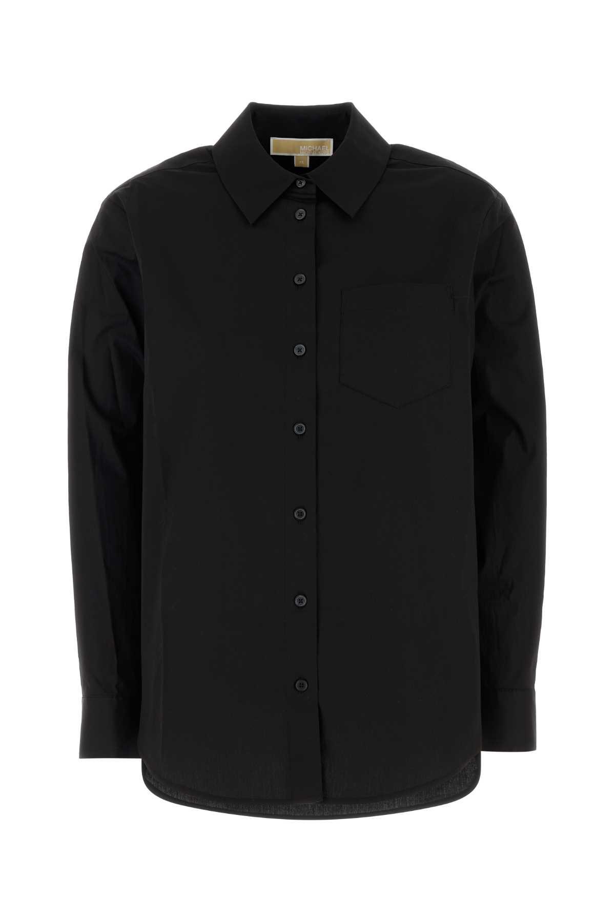michael kors black stretch poplin shirt