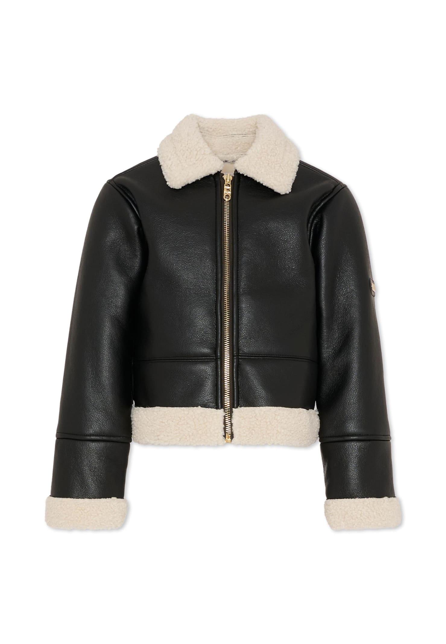 michael kors brown faux fur coat for girl with logo