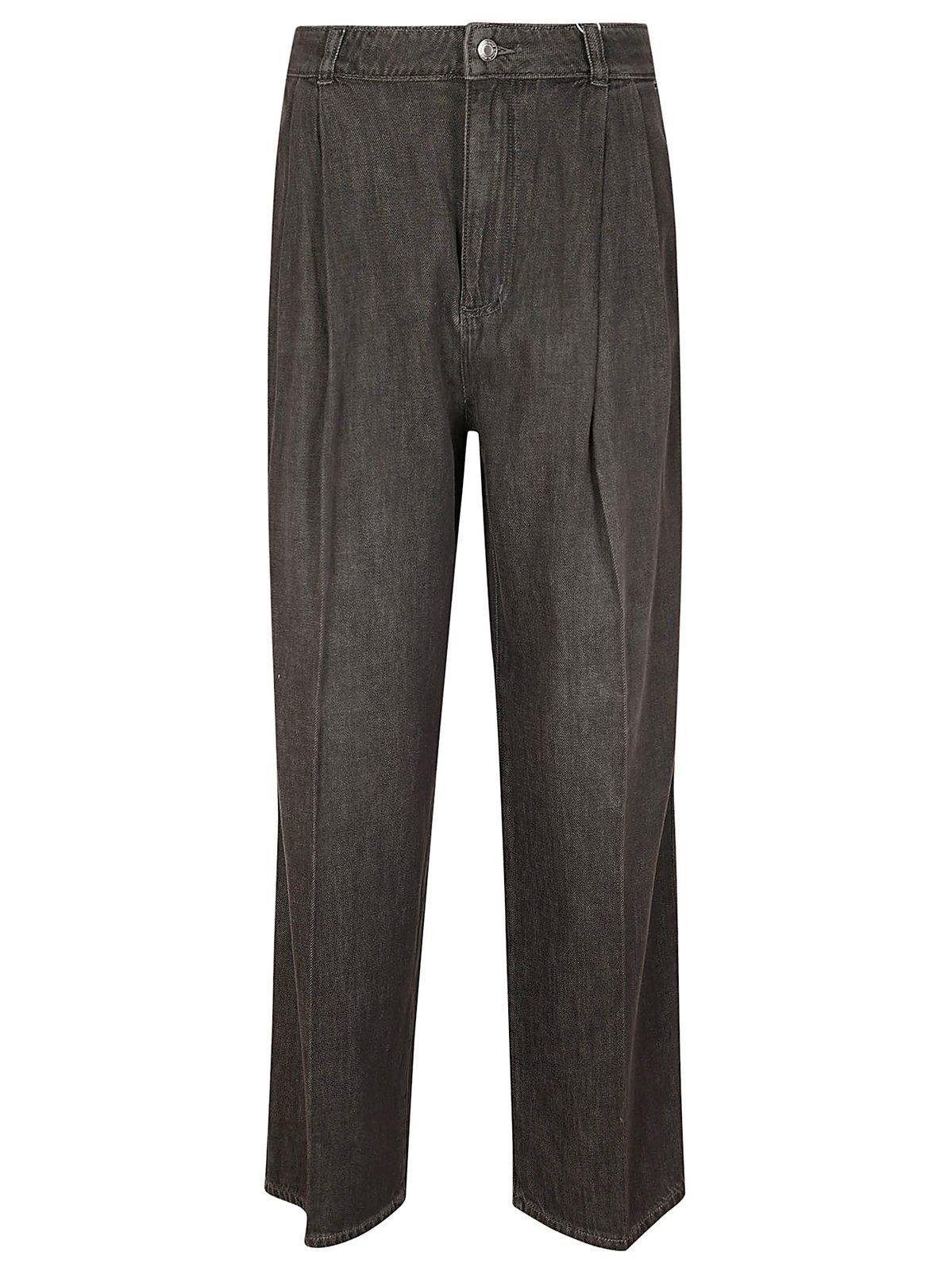 michael kors button detailed straight leg jeans