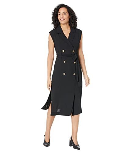 michael kors drapey crepe trench dress black xs