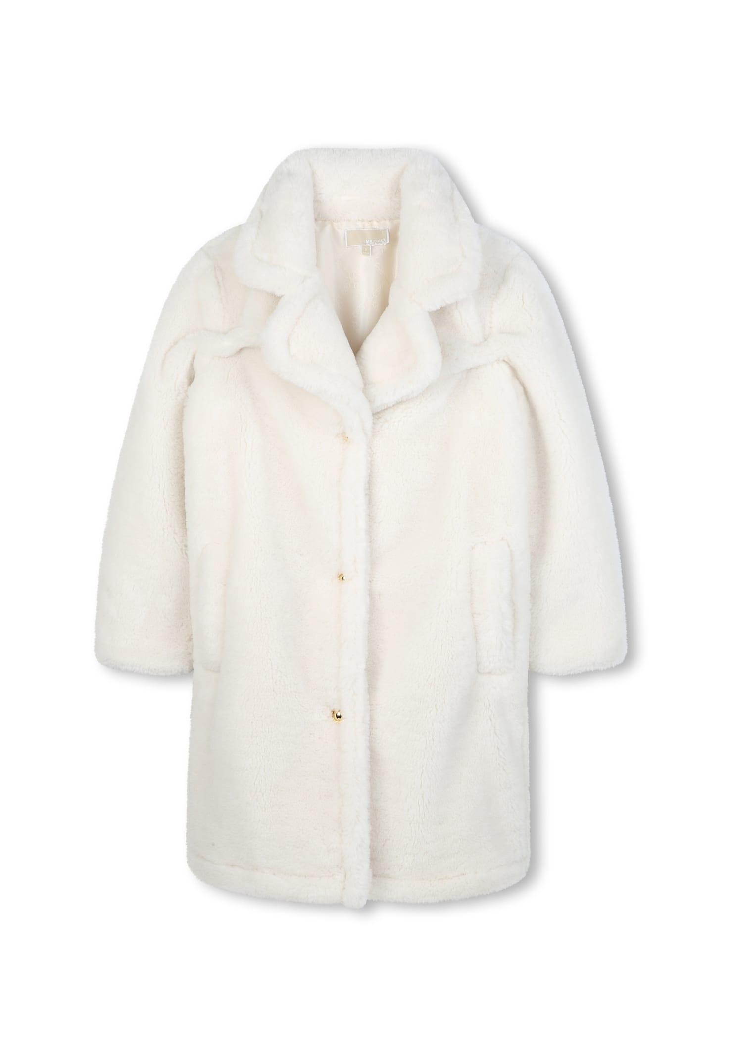 michael kors ivory faux fur coat for girl