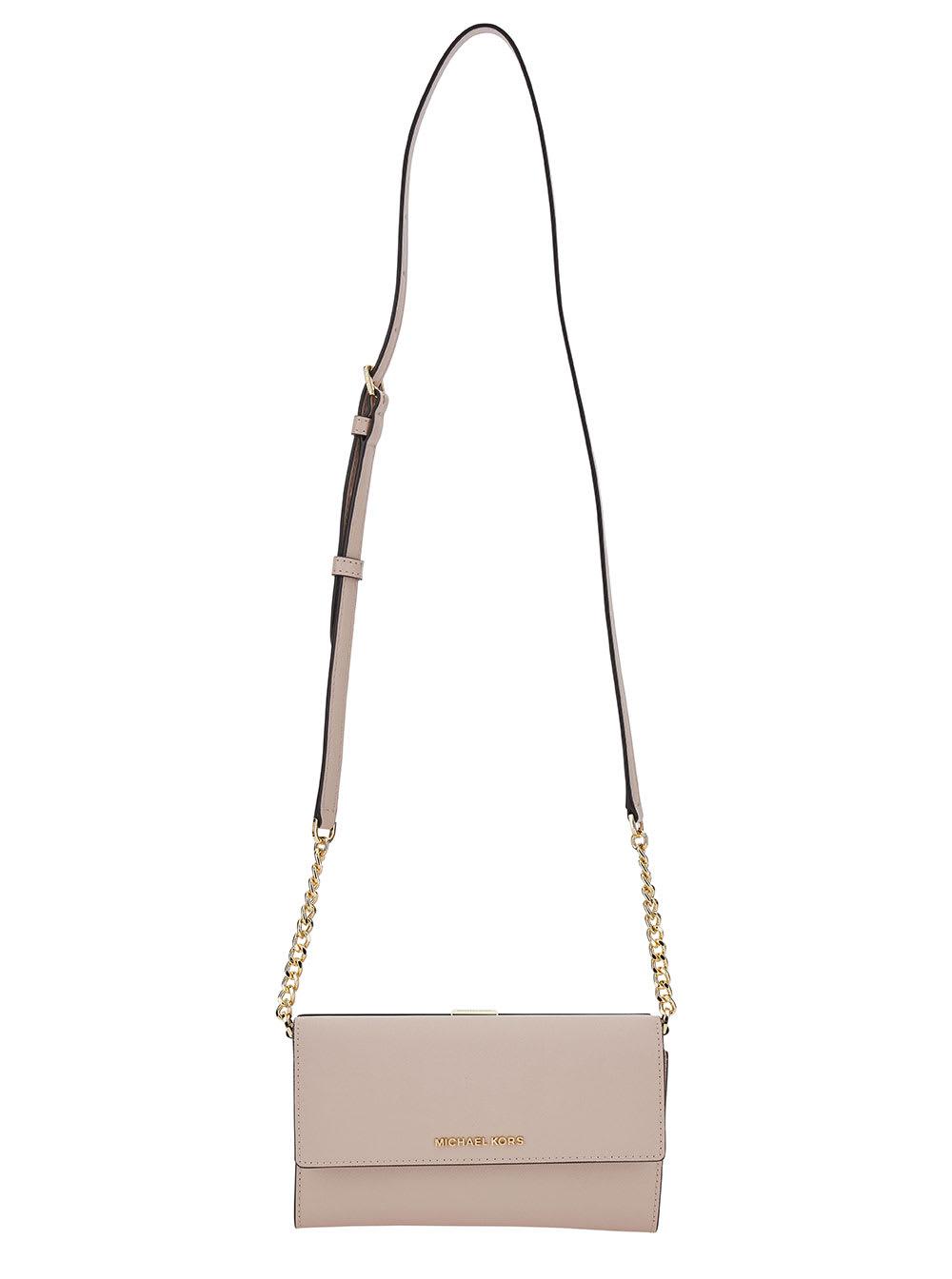 michael kors pink shoulder bag with logo detail in leather woman