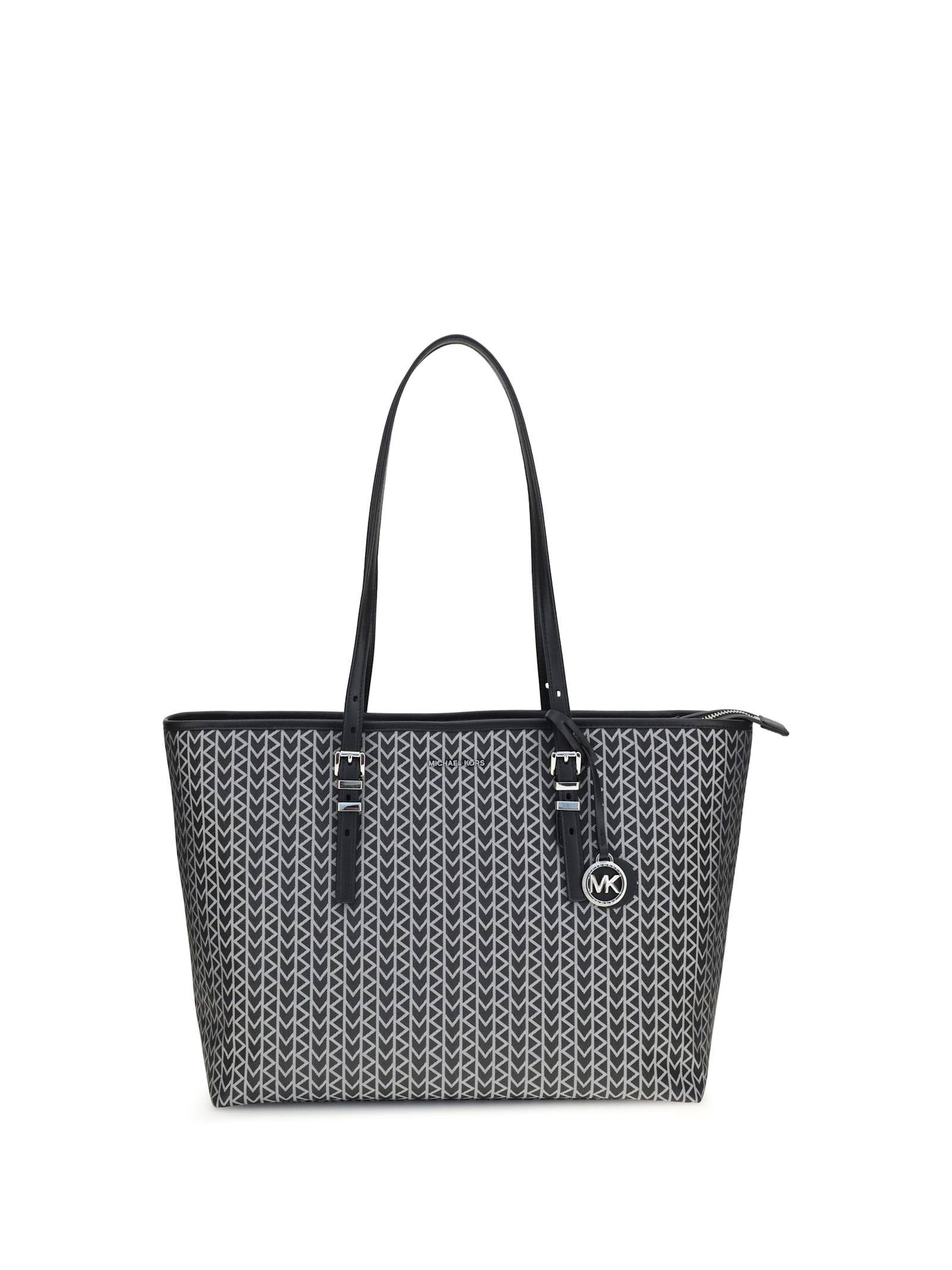 michael kors quinn large jacquard logo tote bag