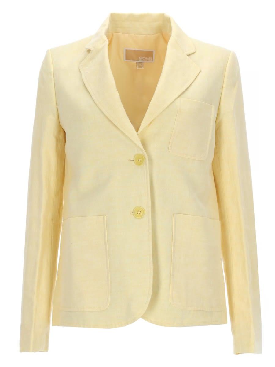 michael kors single-breasted linen blazer