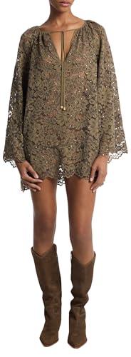 michael kors women's lace v-neck dress, safari green