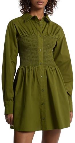 michael kors women's poplin smock shirt dress, evergreen