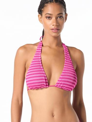 michael kors women's standard textured stripe muti wear bra top, wild berry