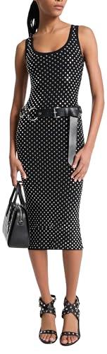 michael kors women's studded scoop neck dress, black