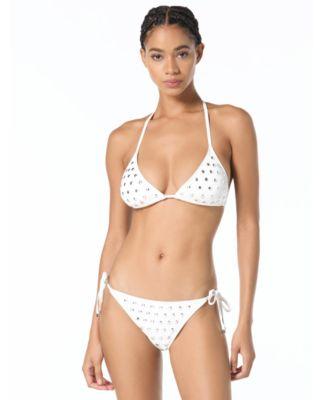 michael kors womens tie back v neck bikini top pull on tie side bikini bottom