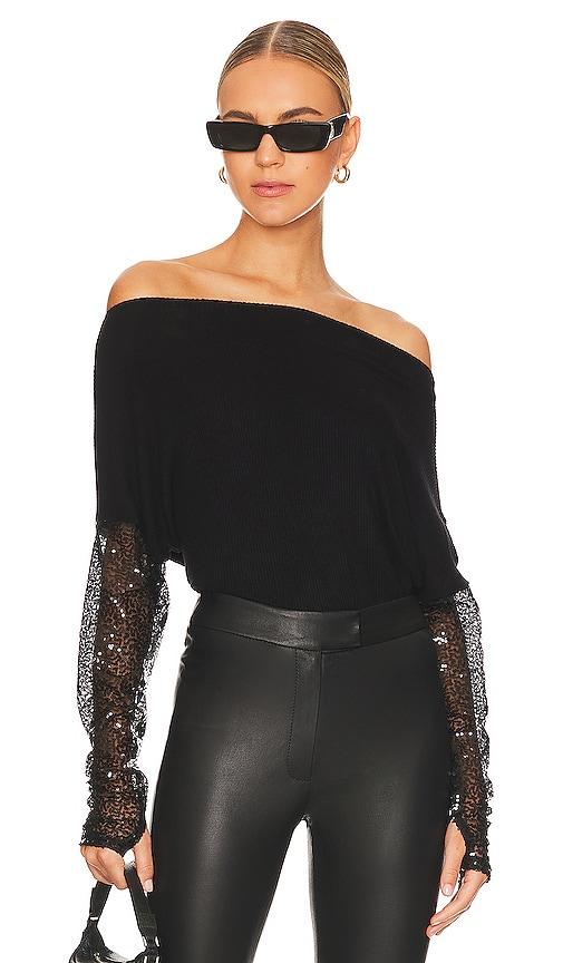 michael lauren boat neck top in black.