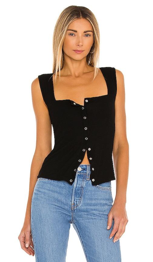 michael lauren bosco snap front tank in black.