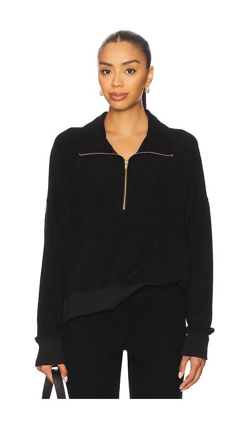 michael lauren fira raglan half zip pullover in black.