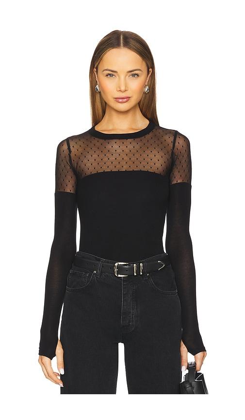 michael lauren herbert 1/2 lace top in black.