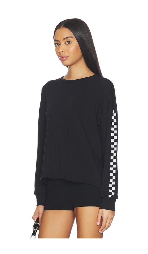 michael lauren keegan longsleeve drop shoulder crop tee in black.