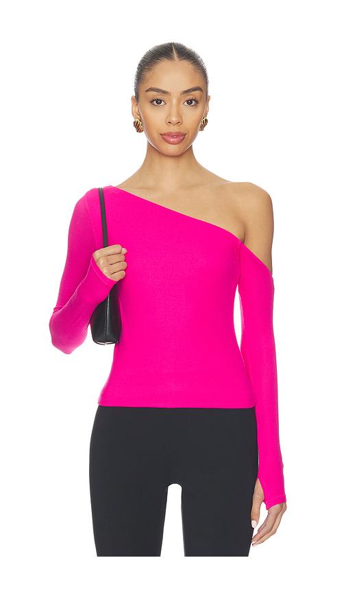 michael lauren magdaleno asymmetrical longsleeve top in pink.