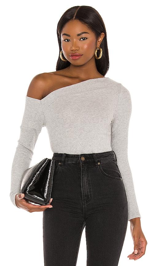 michael lauren maples long sleeve top in grey.