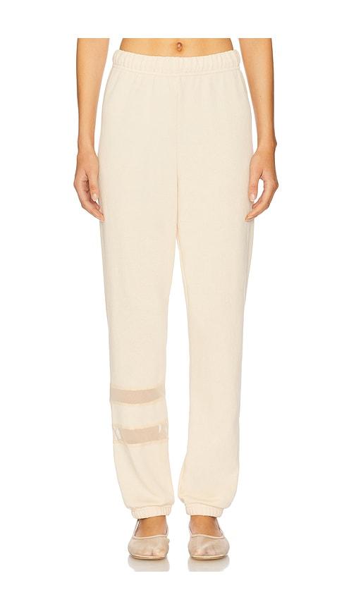 michael lauren setton mesh contrast pant in nude.
