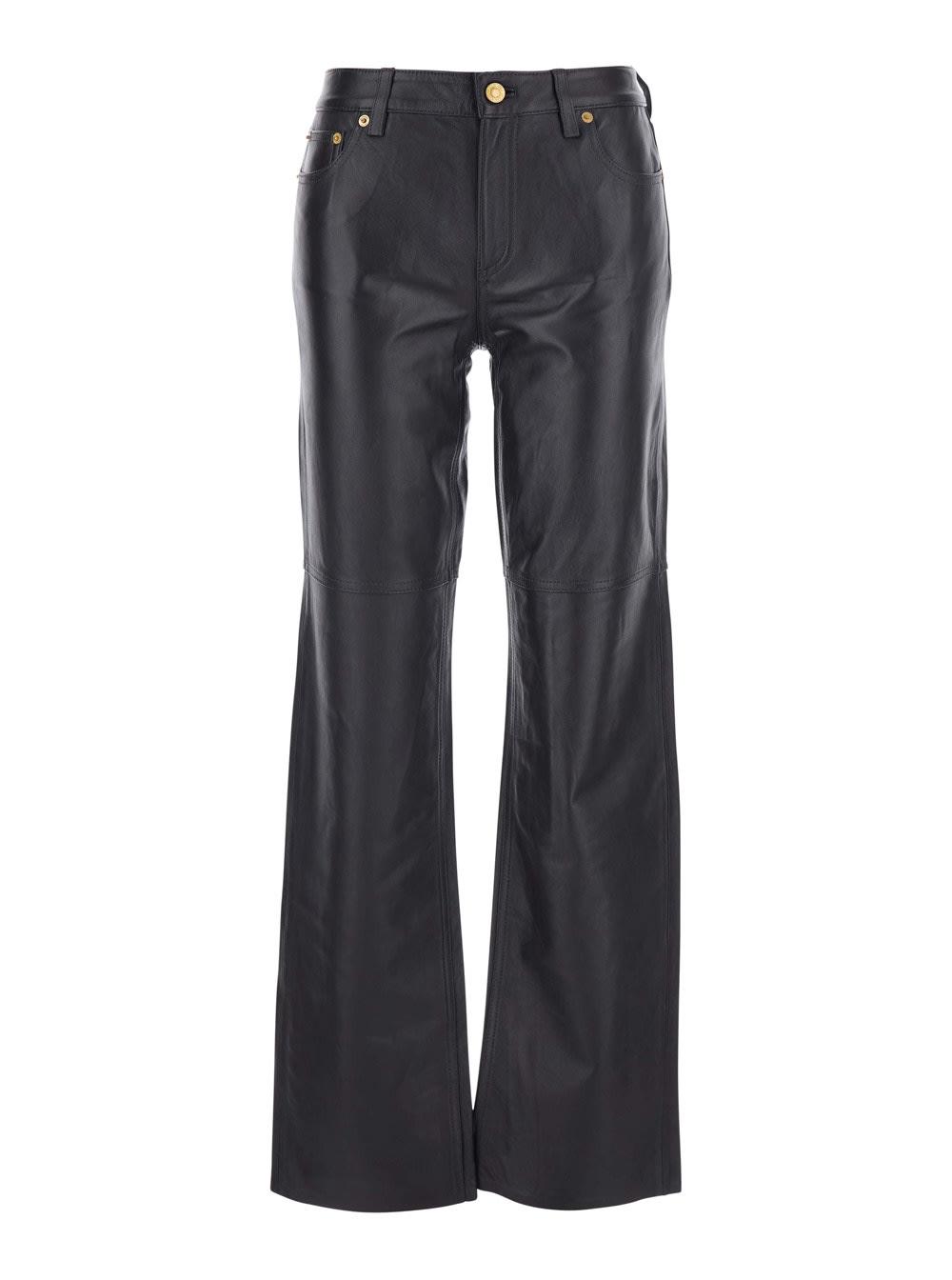 michael michael kors brown pants with belt loops in leather woman