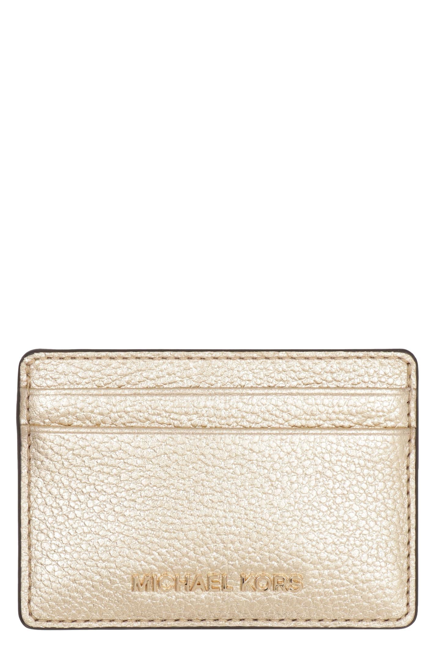 michael michael kors jet set pebbled calfskin card holder