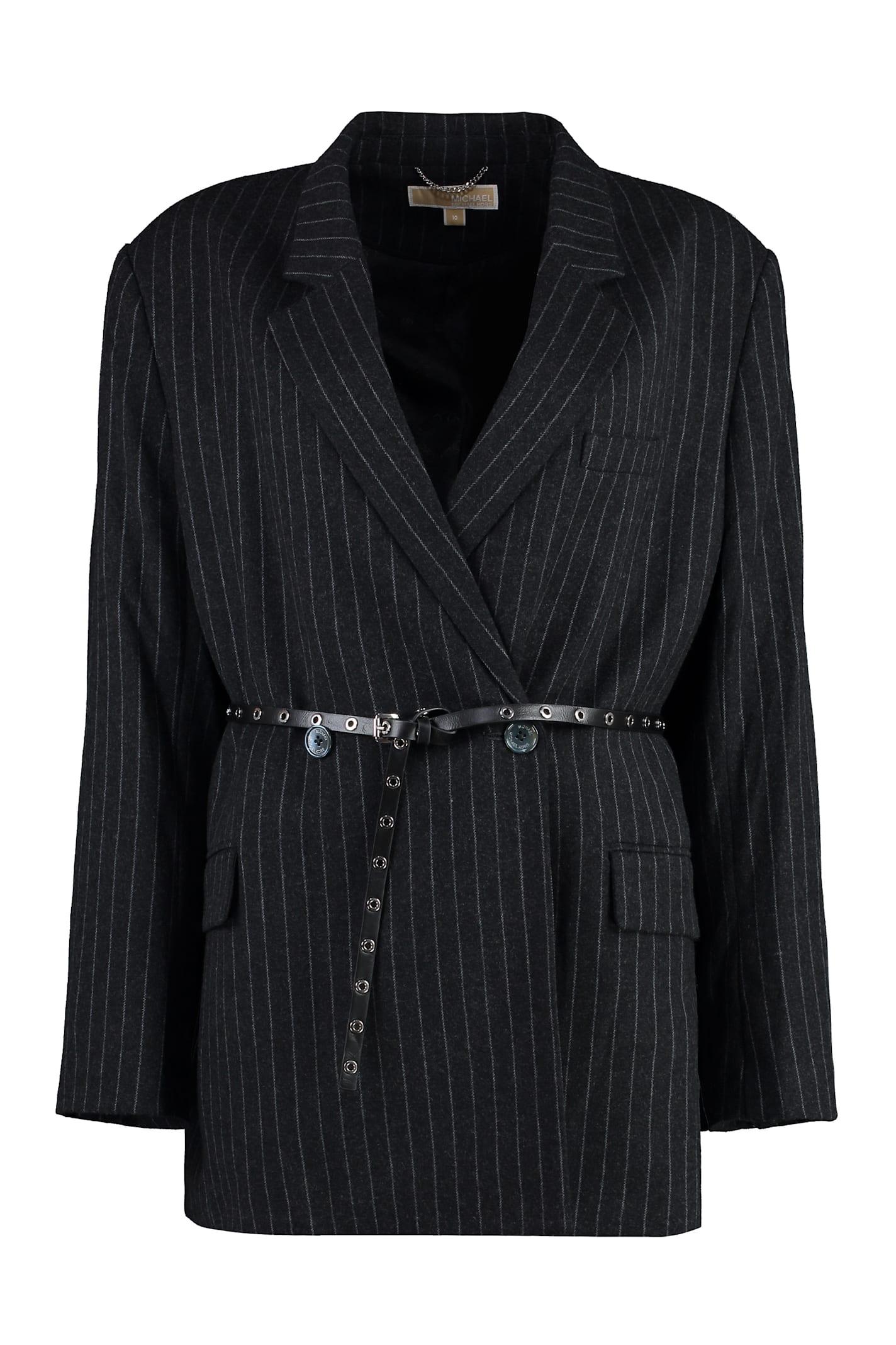 michael michael kors pinstripe double breasted blazer