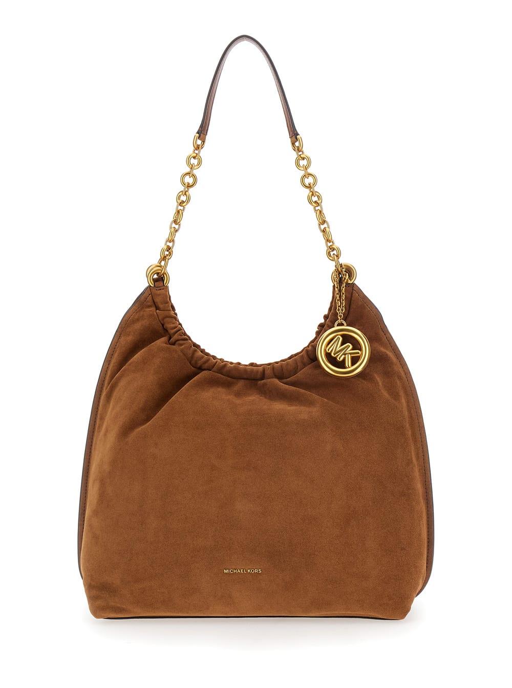 michael michael kors shoulder bag lg cinch conv shldr in brown leather for women