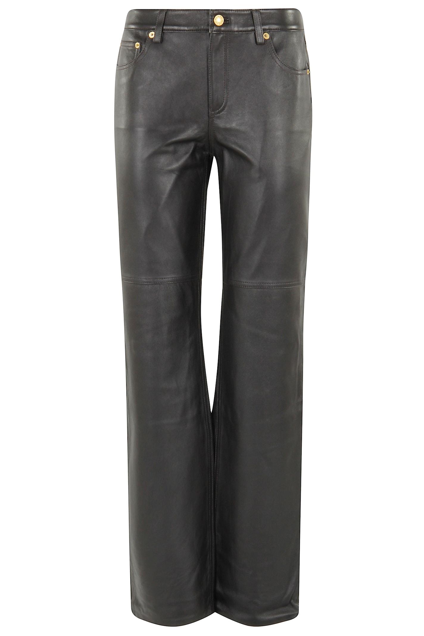 michael michael kors straight leg leather pant
