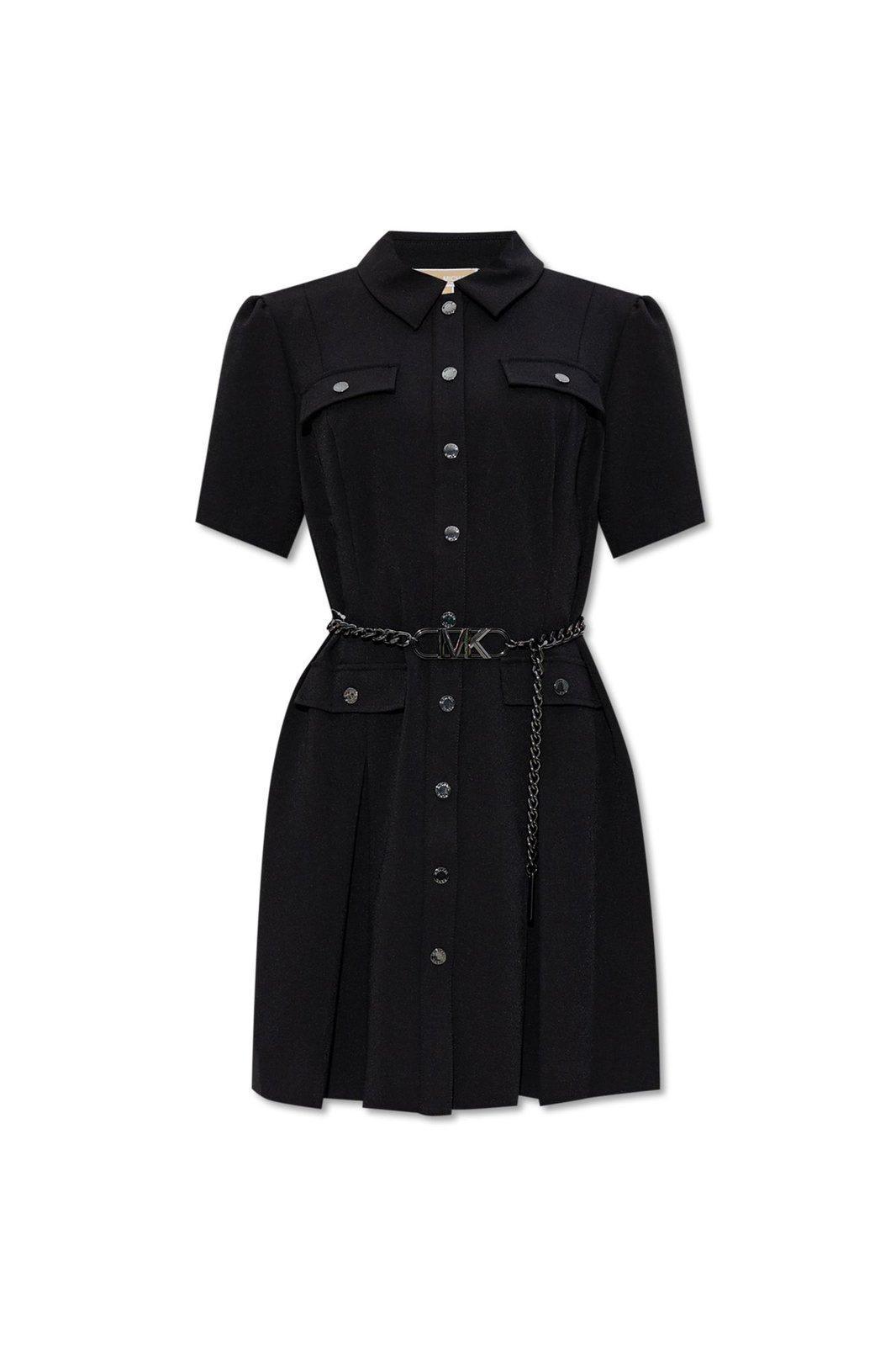 michael michael kors stretch crepe belted shirtdress