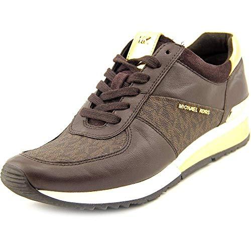 michael michael kors womens allie leather low top lace up, brown, size 11.0