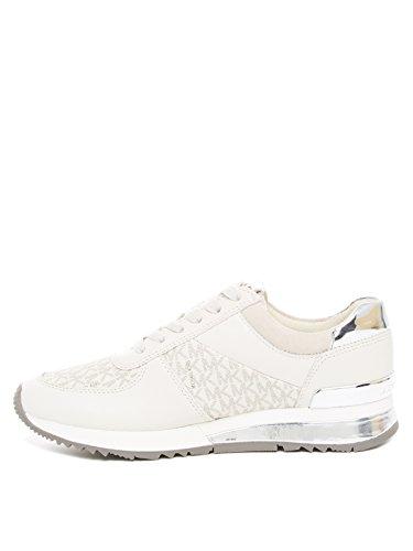 michael michael kors womens allie leather low top lace up, white, size 7.5