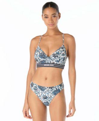 michael michael kors womens cross back bikini top high leg bottoms