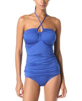 michael michael kors womens shirred halter tankini top bikini bottom