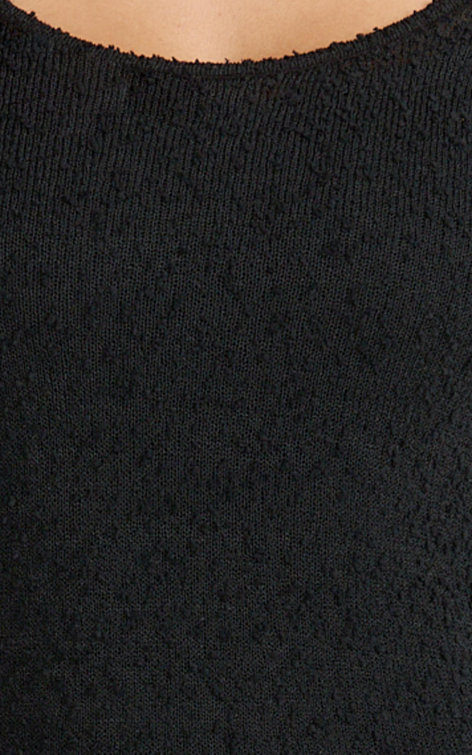 michelle maxi dress - scoop neck flute sleeve knit maxi dress in black