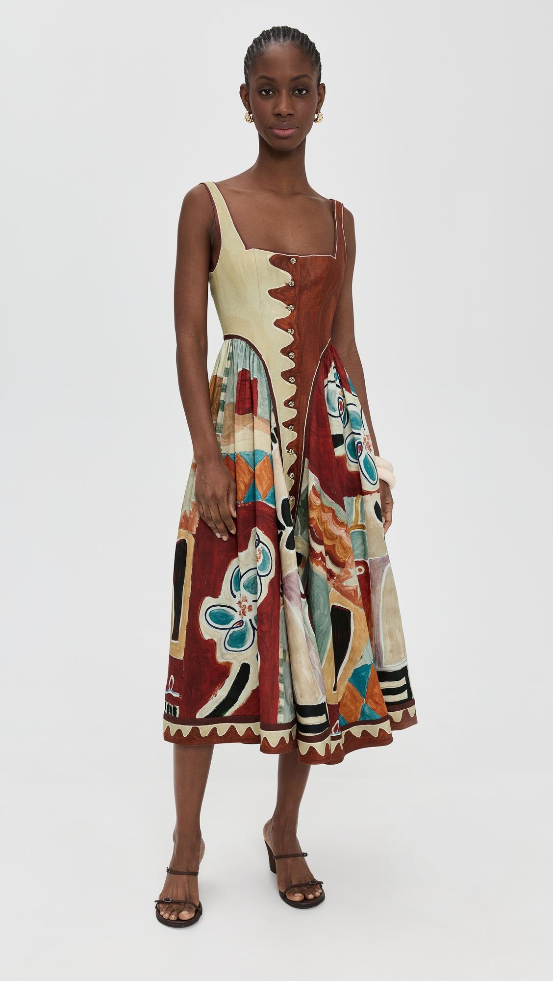 michelle square neck midi dress