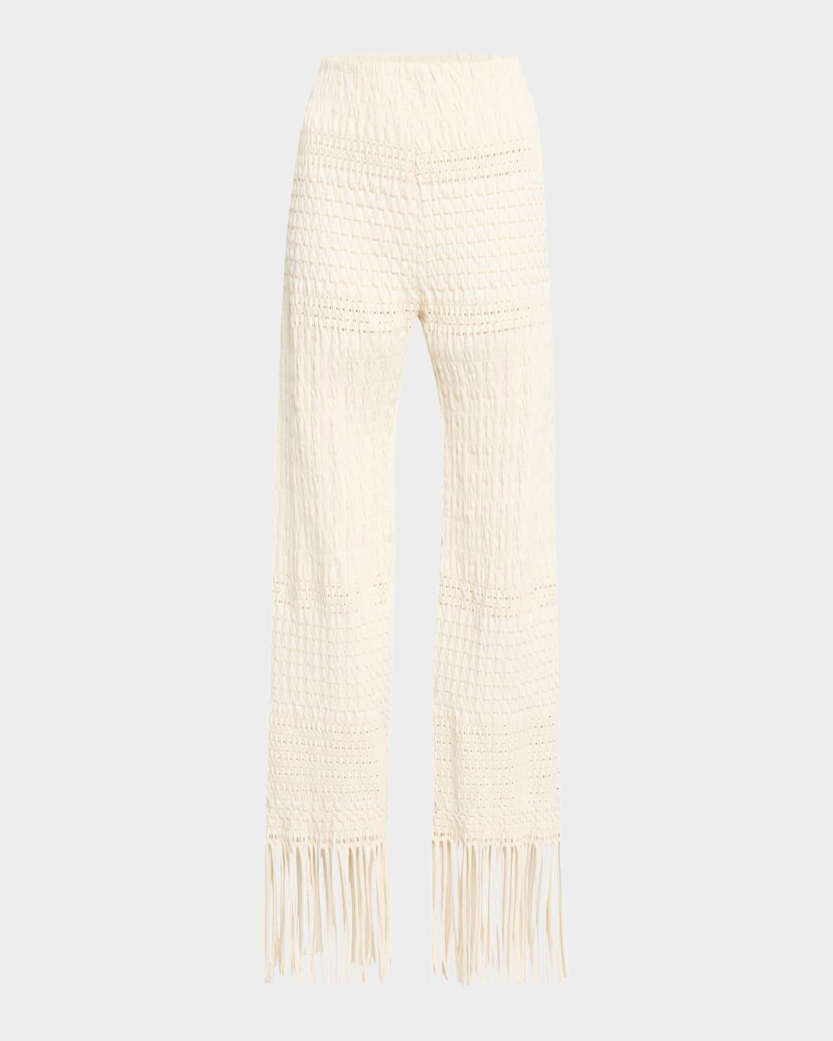miciel woven fringe seersucker pants