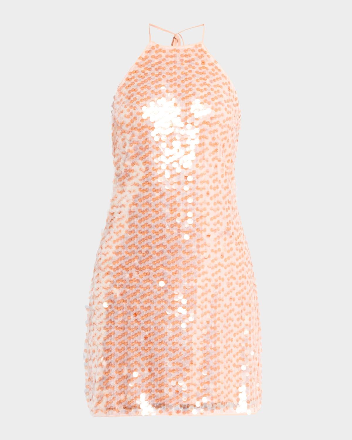 micky sequined halter shift dress