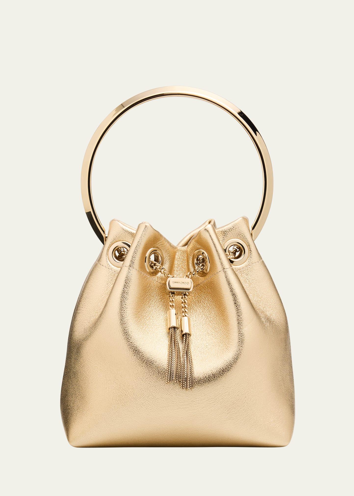 micro bon bon metallic nappa leather bucket bag