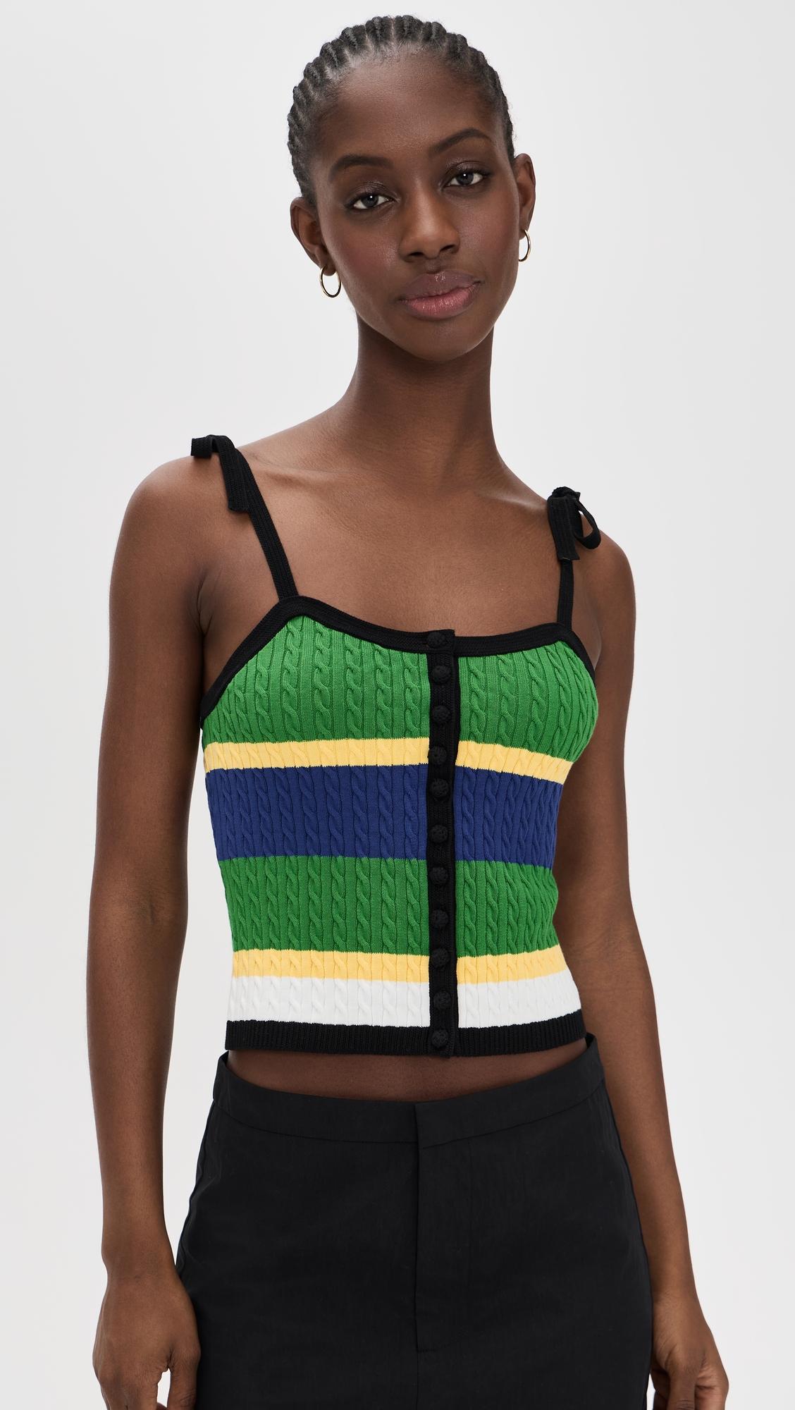 micro cable stripe tank top