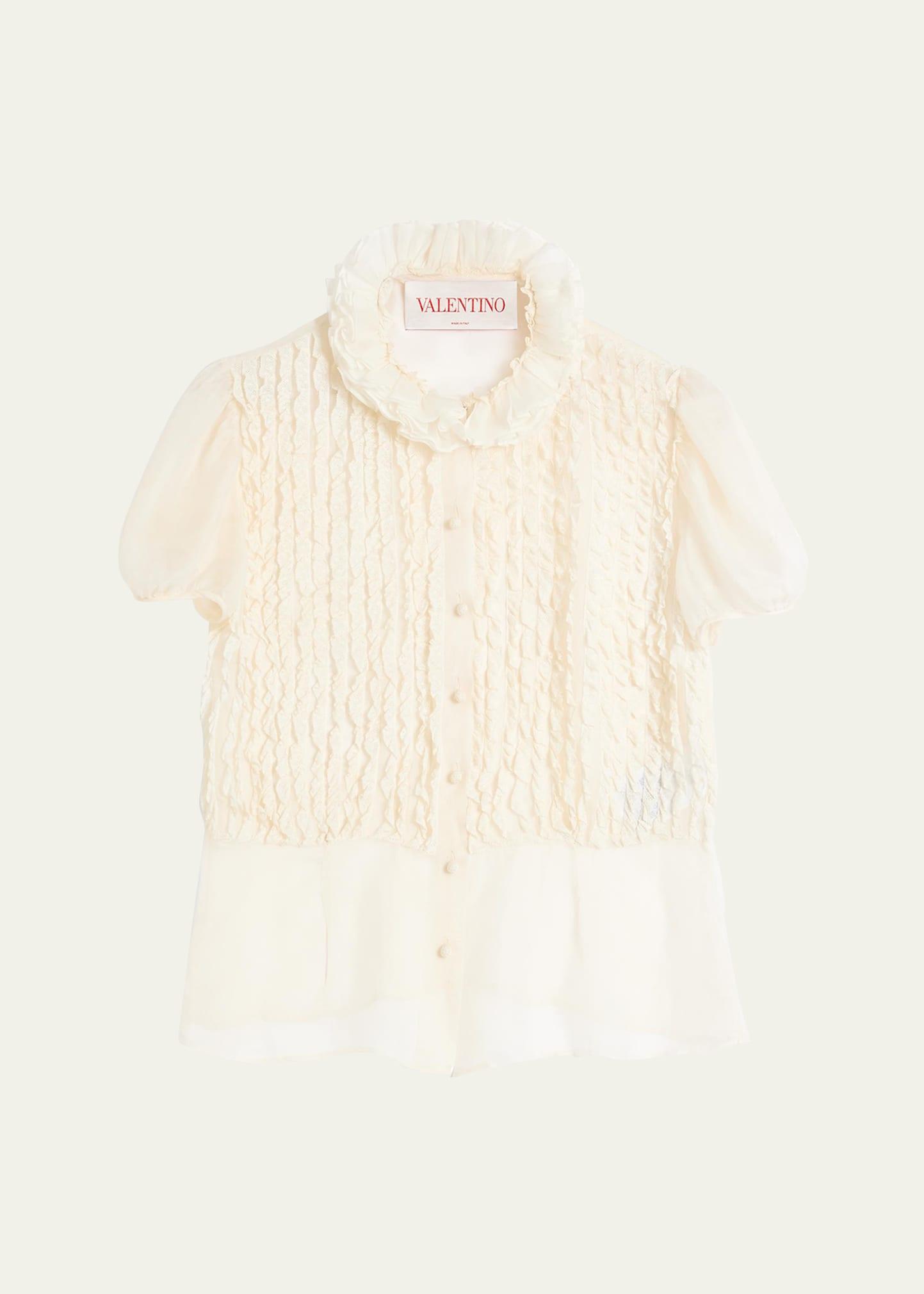 micro ruffle chiffon blouse