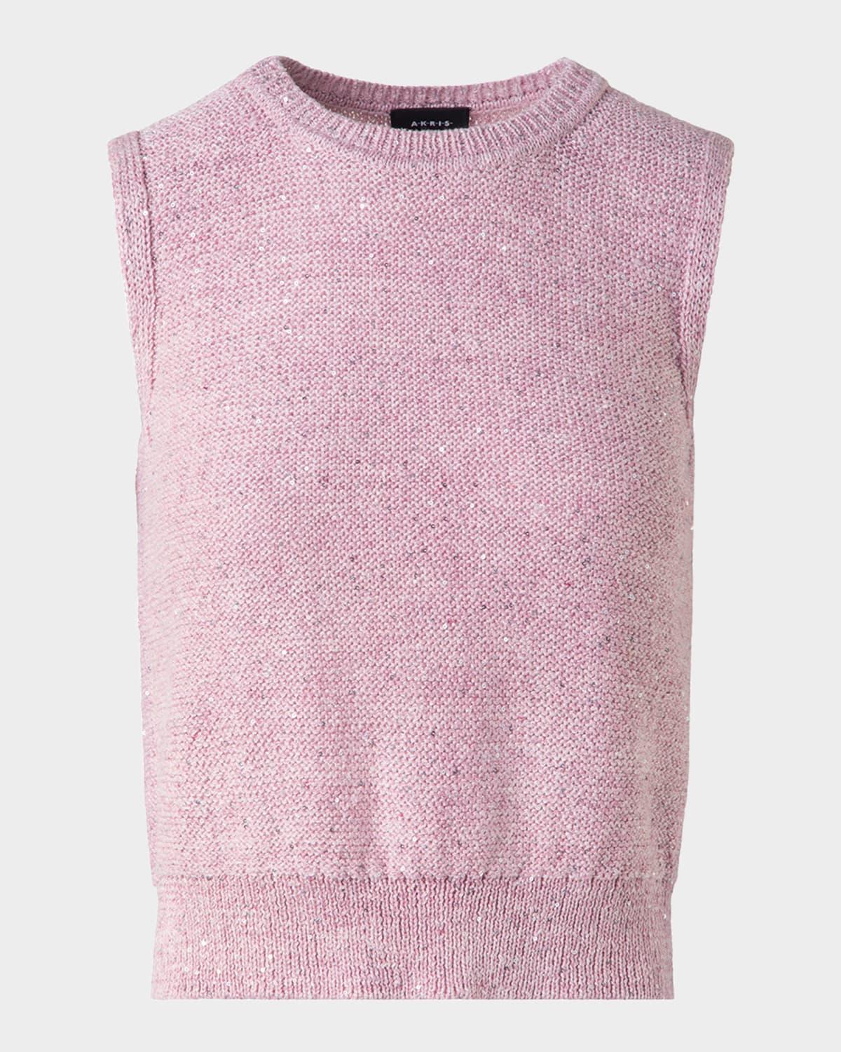 micro sequined knit sleeveless sweater