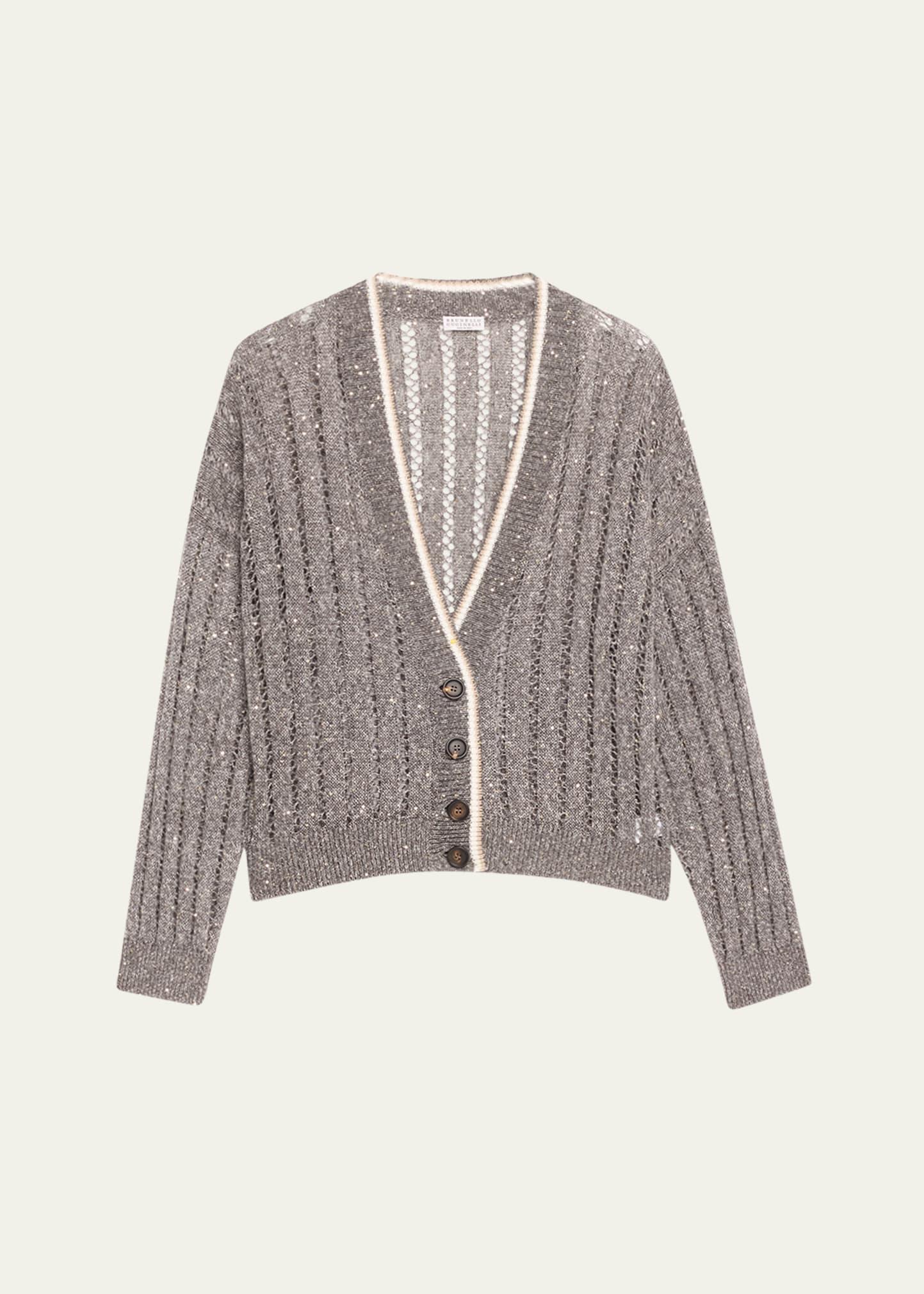 micro sequined linen french riveria cardigan
