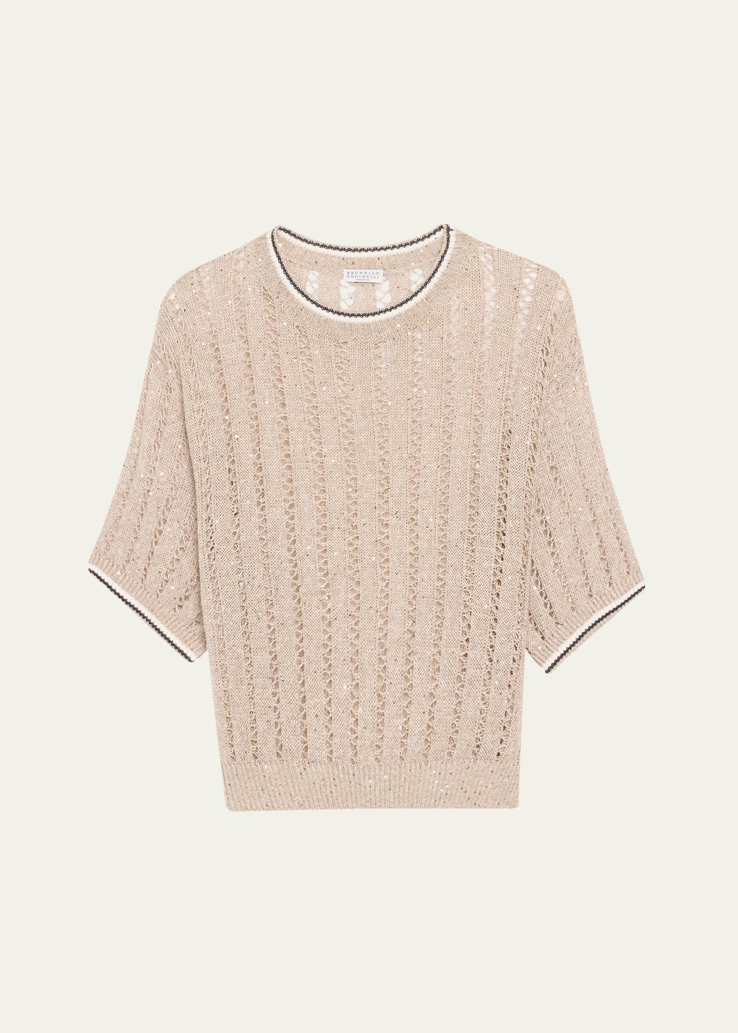 micro sequined linen french riveria sweater