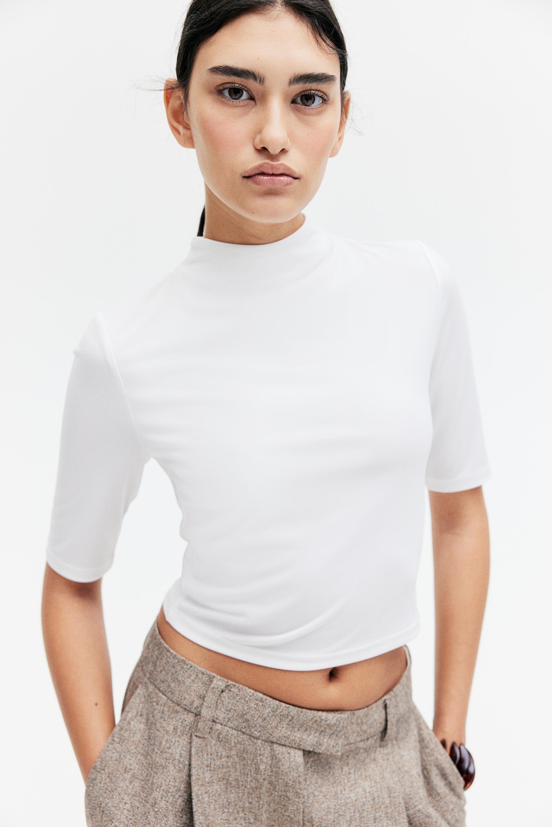 microfiber mock turtleneck top
