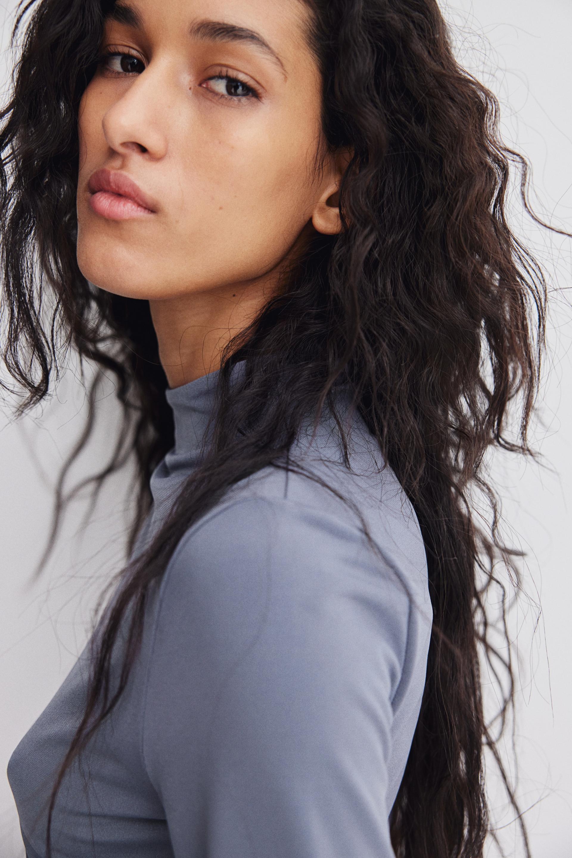 microfiber mock turtleneck top