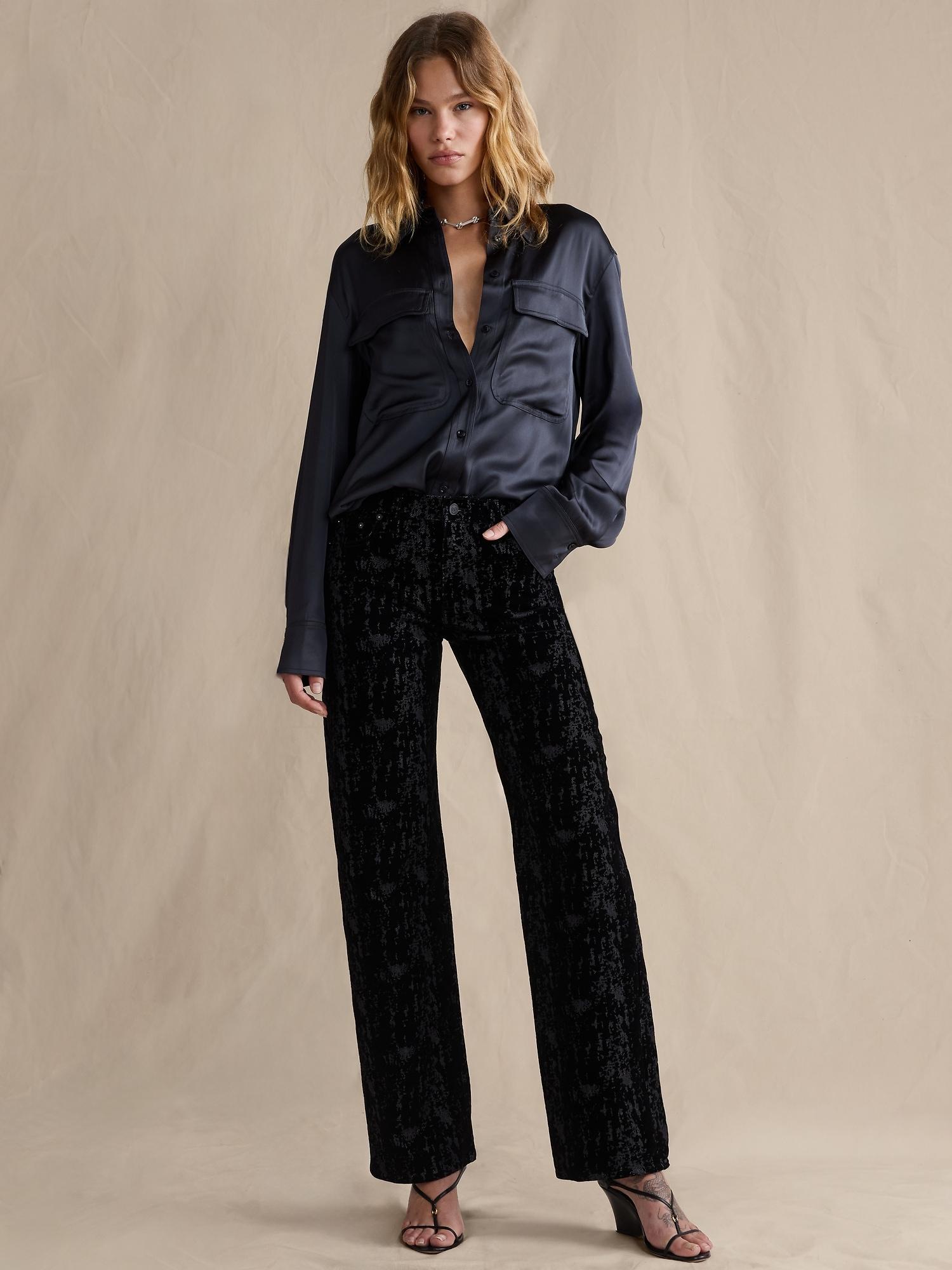 mid-rise 90s loose flocked jean