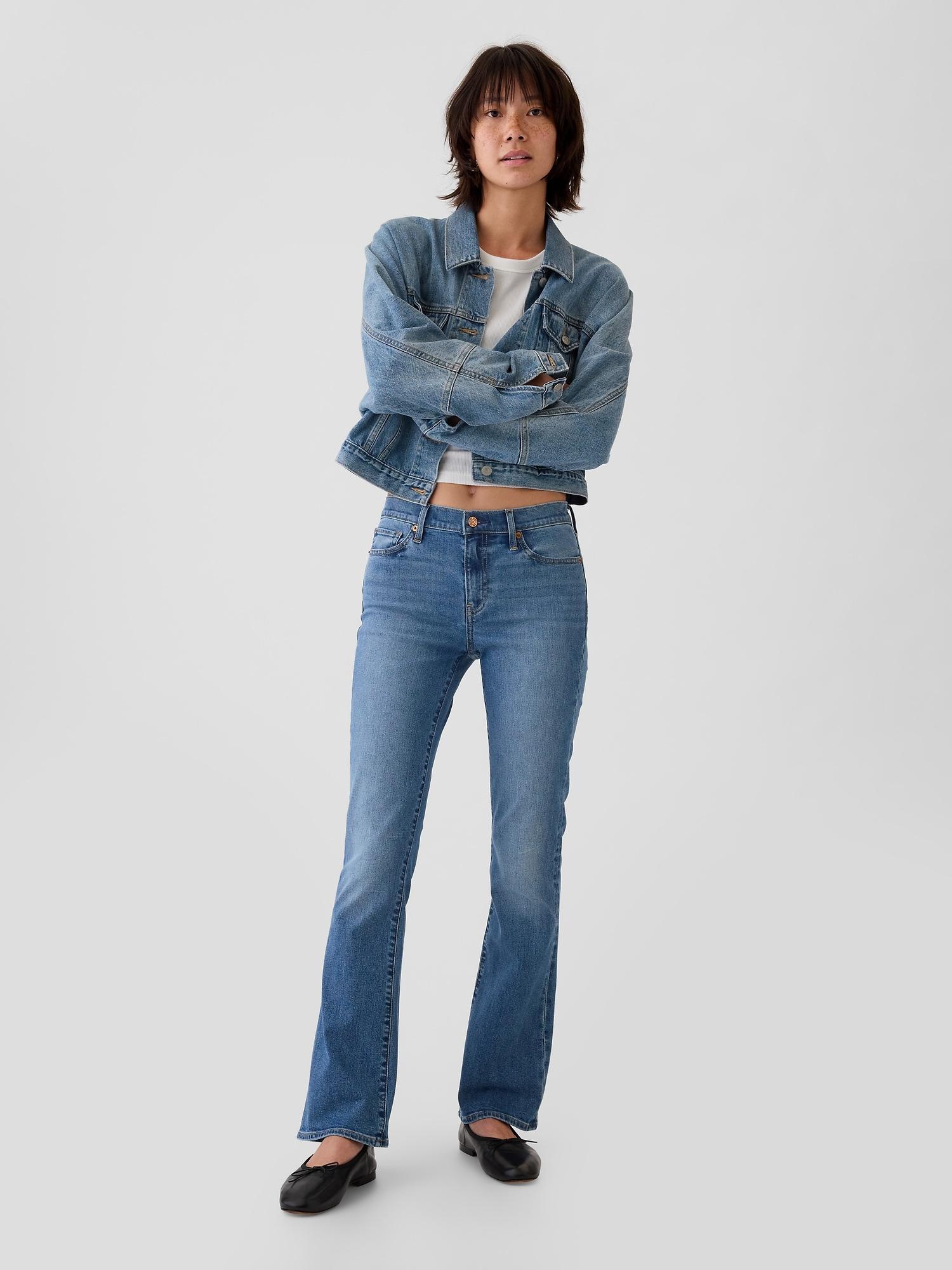 mid rise baby boot jeans