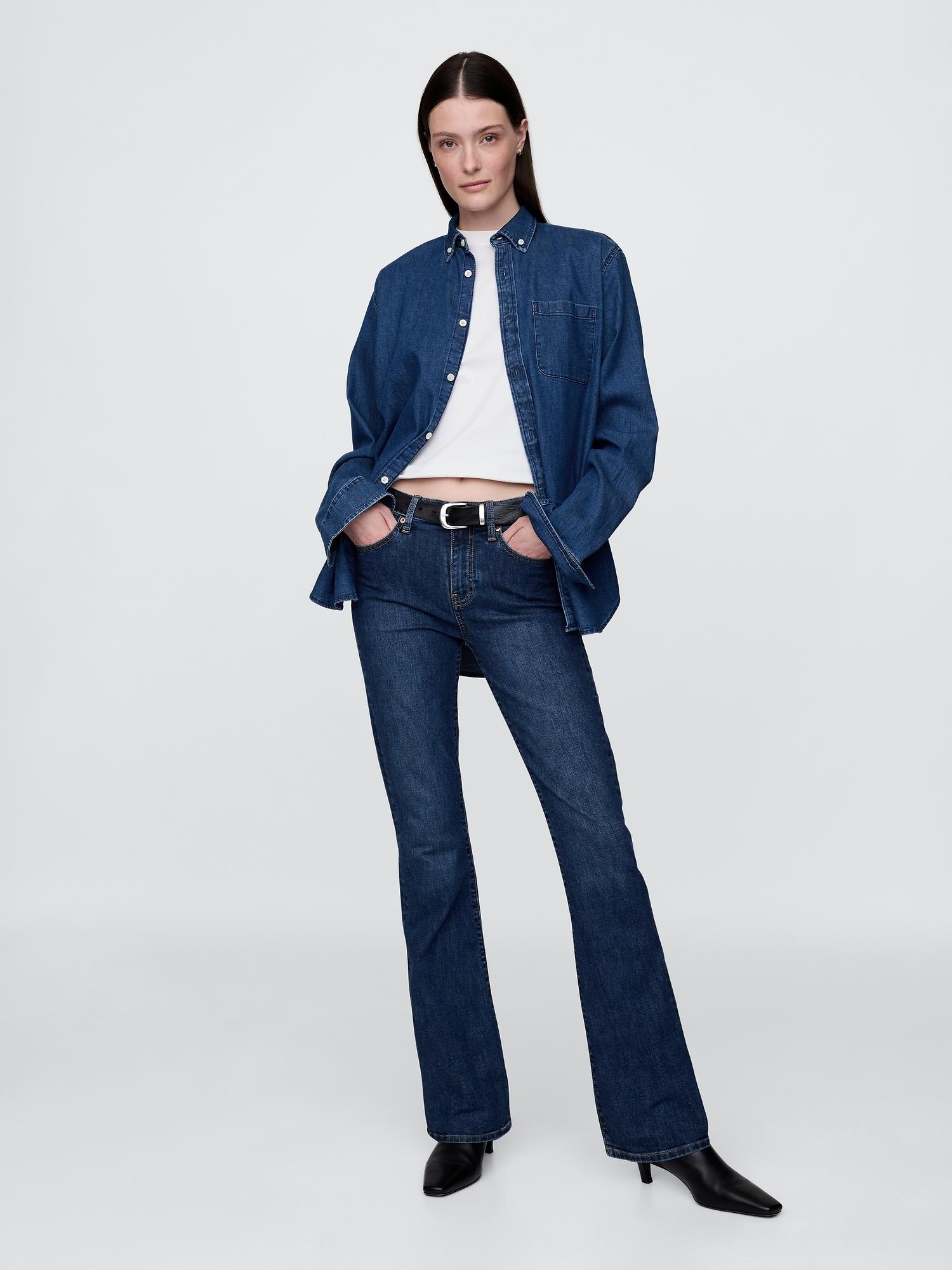 mid rise baby boot jeans